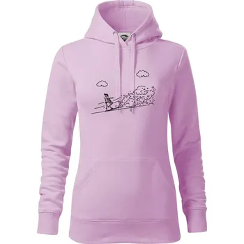 Dámská mikina Kreslený lyžař na horách - Mikina dámská Cape s kapucí - XS ( Orchid )