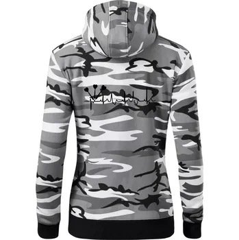 Dámská mikina EKG šipky - Dámská mikina trendy zipper s kapucí - S ( Šedý maskáč )