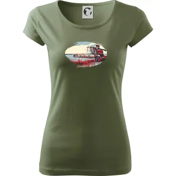 Dámské tričko Kombajn vintage - Dámské triko Pure - M ( Khaki )