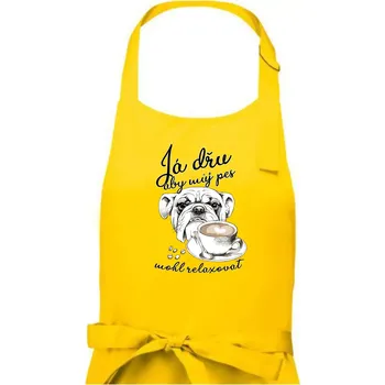 Kuchyňská zástěra Boxer - Já dřu, aby můj pes mohl relaxovat - Pánská zástěra na vaření - Univerzální velikost ( Žlutá )
