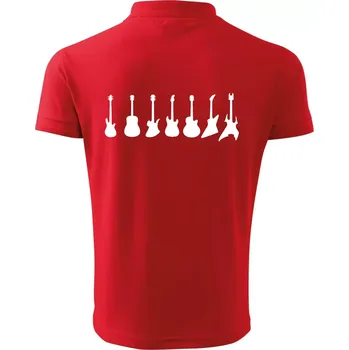 Pánská košile Kytary v řadě - Polokošile pánská Pique Polo 203 - XL ( Červená )