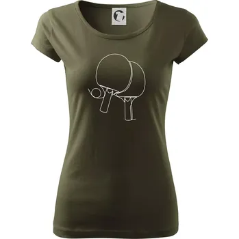 Dámské tričko Pálky na stolní tenis jedním tahem - Dámské triko Pure - XS ( Military )