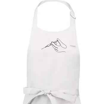 Kuchyňská zástěra Ruka a injekce jedním tahem - Dámská zástěra na vaření - Univerzální velikost ( Bílá )