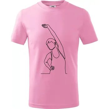 Protahující se žena jedním tahem - Tričko dětské bavlněné - 122 cm/6 let ( Růžová )
