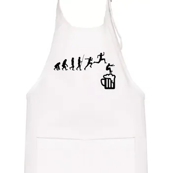 Kuchyňská zástěra Evoluce pivo skok - Dětská zástěra na vaření - Univerzální velikost ( Bílá )
