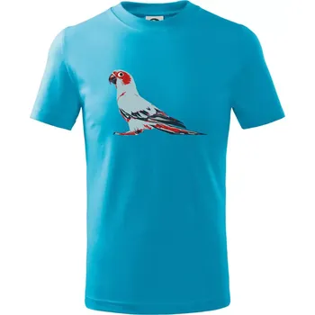 Papoušek vintage - Tričko dětské bavlněné - 98 cm / 2 roky ( Světlý tyrkys )