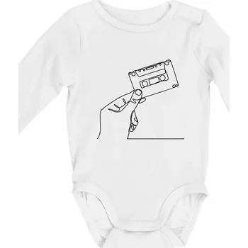 MC kazeta jedním tahem - Body kojenecké s dlouhým rukávem - Dlouhý r. 6-12 měs ( Bílá )