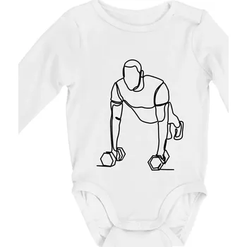 Kojenecký body Trenér fitness jedním tahem - Body kojenecké s dlouhým rukávem - Dlouhý r. do 3 měs ( Bílá )