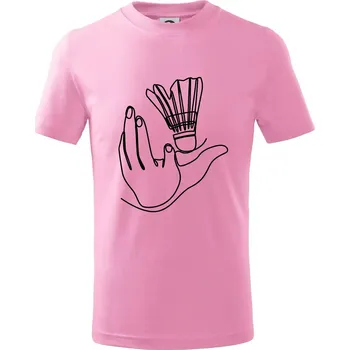 Chlapecké tričko Badminton jedním tahem - Tričko dětské bavlněné - 98 cm / 2 roky ( Růžová )