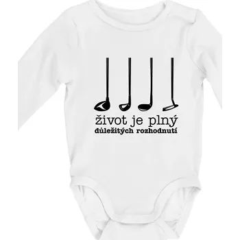 Golf - důležitá rozhodnutí - Body kojenecké s dlouhým rukávem - Dlouhý r. do 3 měs ( Bílá )