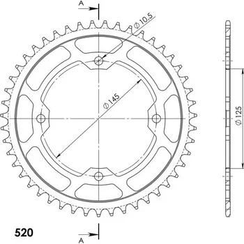 Řetězová sada pro motocykl Řetězová rozeta SUPERSPROX RFE-1857:46-BLK černý 46 zubů, 520