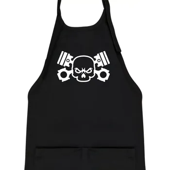 Kuchyňská zástěra Lebka písty - Dětská zástěra na vaření - Univerzální velikost ( Černá )