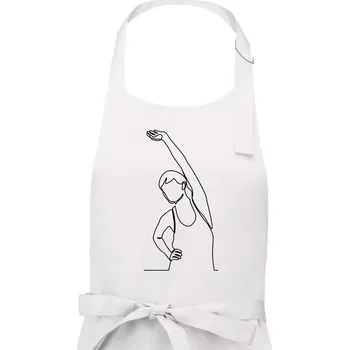 Kuchyňská zástěra Protahující se žena jedním tahem - Dámská zástěra na vaření - Univerzální velikost ( Bílá )