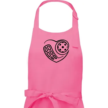 Kuchyňská zástěra Florbal love - Dámská zástěra na vaření - Univerzální velikost ( Růžová )