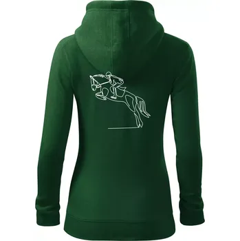 Dámská mikina Jízda na koni jedním tahem - Dámská mikina trendy zipper s kapucí - S ( Lahvově zelená )