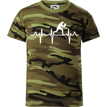 Chlapecké oblečení EKG stolní tenista stojící - Dětské maskáčové triko - 134 cm/8 let ( Zelený maskáč )