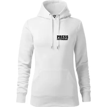Dámská mikina Novinář nápis - Press Fotograf - Mikina dámská Cape s kapucí - L ( Bílá )