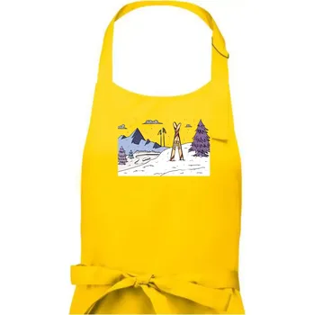 Kuchyňská zástěra Panorama lyžování - Dámská zástěra na vaření - Univerzální velikost ( Žlutá )