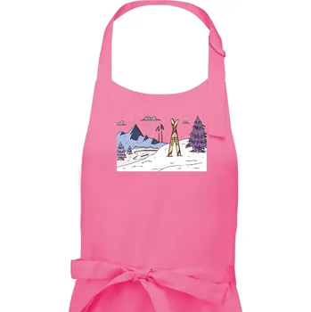 Kuchyňská zástěra Panorama lyžování - Dámská zástěra na vaření - Univerzální velikost ( Růžová )