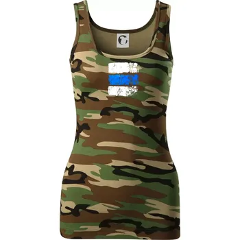 Dámské tričko Turistická značka - modrá - Dámské Maskáčové tílko - XS ( Hnědý maskáč )