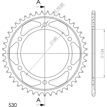 Řetězová sada pro motocykl Řetězová rozeta SUPERSPROX RFE-1306:45-BLK černý 45 zubů, 530