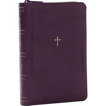 NKJV Compact Paragraph-Style Bible w/ 43,000 Cross References, Purple Leathersoft with zipper, Red Letter, Comfort Print - Thomas Nelson