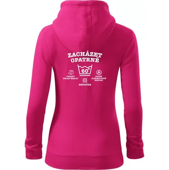 Dámská mikina Zacházet opatrně 60 - Dámská mikina trendy zipper s kapucí - 2XL ( Purpurová )