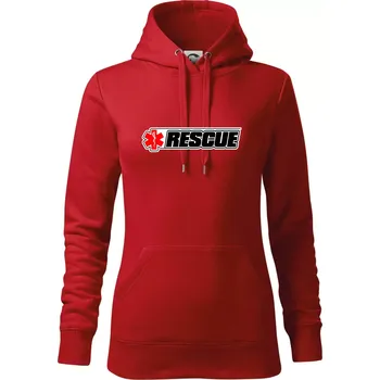 Dámská mikina Záchranář rescue kříž červený - Mikina dámská Cape s kapucí - XS ( Červená )