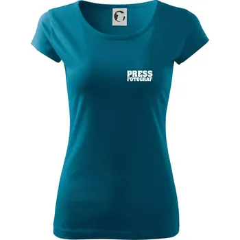 Dámské tričko Novinář nápis - Press Fotograf - Dámské triko Pure - XS ( Petrolejová )