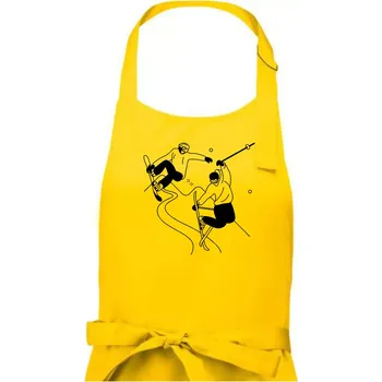 Kuchyňská zástěra Lyžovaní - kresleny obrázek - Pánská zástěra na vaření - Univerzální velikost ( Žlutá )
