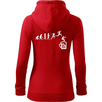 Dámská mikina Evoluce pivo skok - Dámská mikina trendy zipper s kapucí - XS ( Červená )