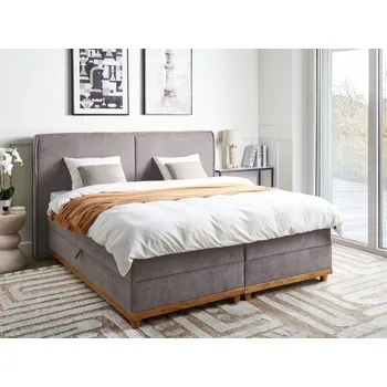 Postel Kontinentální čalouněná postel taupe 180 x 200 cm s pružinovou matrací ložnice Beliani