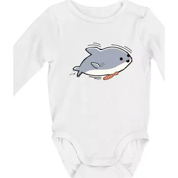 Dětská móda Veselý žralok - Body kojenecké s dlouhým rukávem - Dlouhý r. do 3 měs ( Bílá )