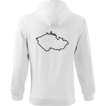Pánská mikina Czech love mapa - Mikina s kapucí na zip trendy zipper - S ( Bílá )