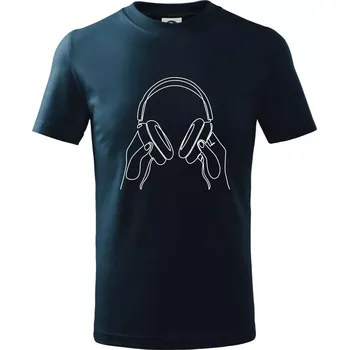 Chlapecké tričko Sluchátka jedním tahem - Tričko dětské bavlněné - 98 cm / 2 roky ( Námořní modrá (velmi tmavá - téměř černá) )