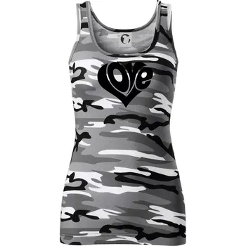 Dámské tričko Love nápis jednoduchý - Dámské Maskáčové tílko - S ( Šedý maskáč )