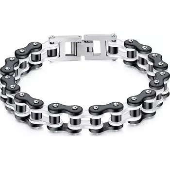 Náramek Náramek z chirurgické oceli Moto Chain - BlackWhite