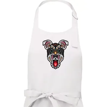 Kuchyňská zástěra Knírač hlava barevná - Dámská zástěra na vaření - Univerzální velikost ( Bílá )