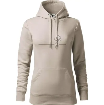 Dámská mikina Strom s ptáčkem linka - Mikina dámská Cape s kapucí - XS ( Ledově šedá )