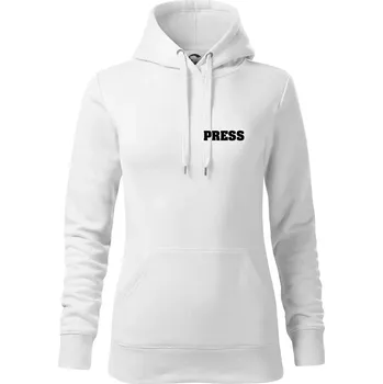 Dámská mikina Novinář nápis - Press - Mikina dámská Cape s kapucí - XS ( Bílá )