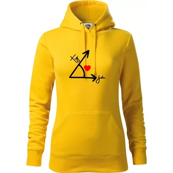 Dámská mikina Matematika láska - Mikina dámská Cape s kapucí - XS ( Žlutá )
