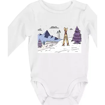 Panorama lyžování - Body kojenecké s dlouhým rukávem - Dlouhý r. 3-6 měs ( Bílá )