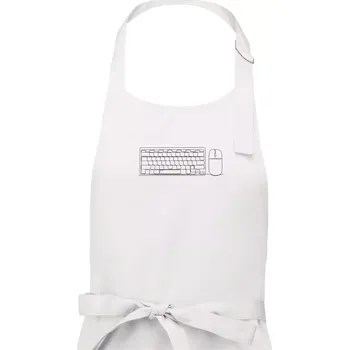 Kuchyňská zástěra Klávesnice a myš jedním tahem - Dámská zástěra na vaření - Univerzální velikost ( Bílá )