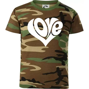 Love nápis jednoduchý - Dětské maskáčové triko - 122 cm/6 let ( Hnědý maskáč )