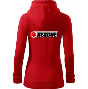 Dámská mikina Záchranář rescue kříž červený - Dámská mikina trendy zipper s kapucí - M ( Červená )