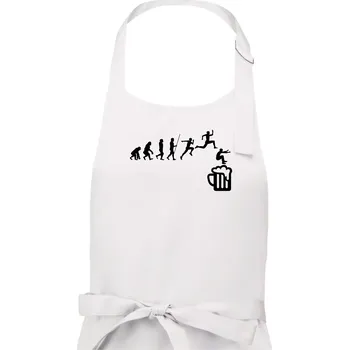 Kuchyňská zástěra Evoluce pivo skok - Pánská zástěra na vaření - Univerzální velikost ( Bílá )