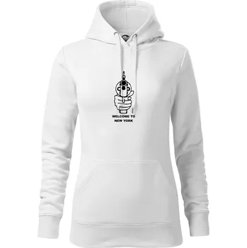 Dámská mikina Welcome to NYC - Mikina dámská Cape s kapucí - L ( Bílá )