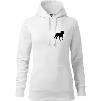 Dámská mikina Americký stafordširský teriér Na prsu - Mikina dámská Cape s kapucí - L ( Bílá )
