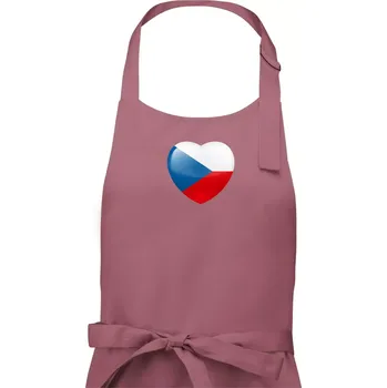 Kuchyňská zástěra České srdce - vlajka - Pánská zástěra na vaření - Univerzální velikost ( Starorůžová )
