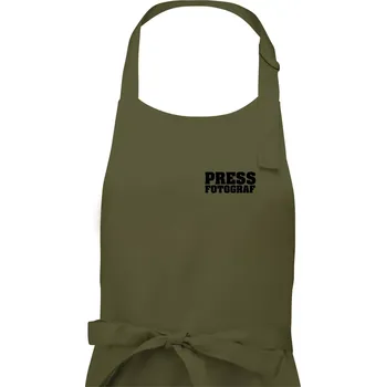 Kuchyňská zástěra Novinář nápis - Press Fotograf - Dámská zástěra na vaření - Univerzální velikost ( Khaki )